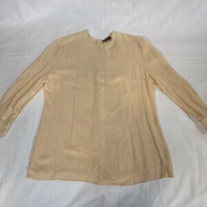 Giorgio Armani Women’s Silk Blend Blouse Size 46 Beige Sheer Minimalist Career